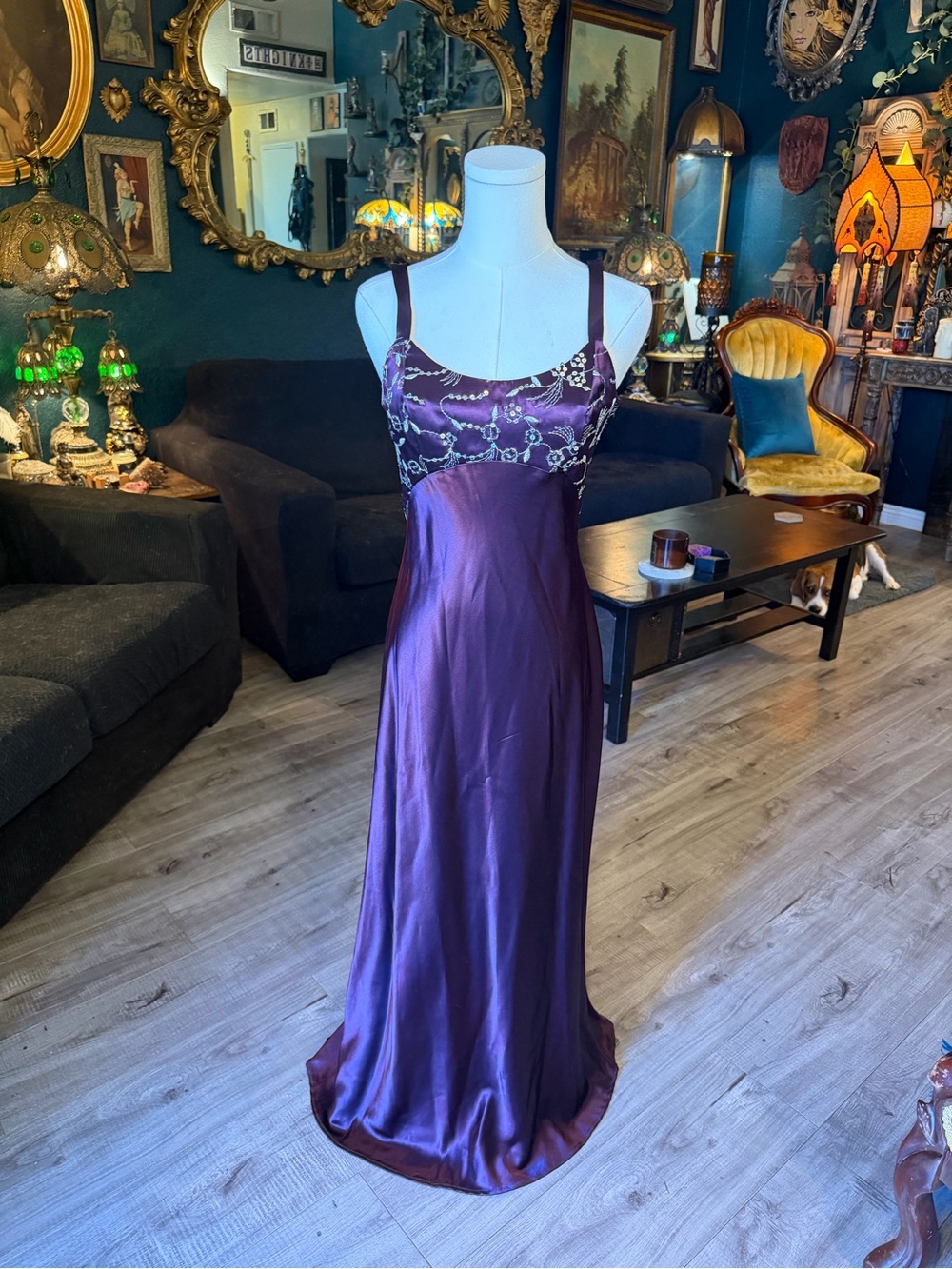 Vintage 1990s Morgan & Co. Purple Satin Whimsigoth Gown